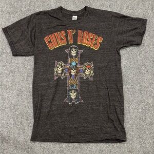 Guns N Roses Shirt Mens Medium Gray Cross Skull Graphic 707 Band Rock Tee Music